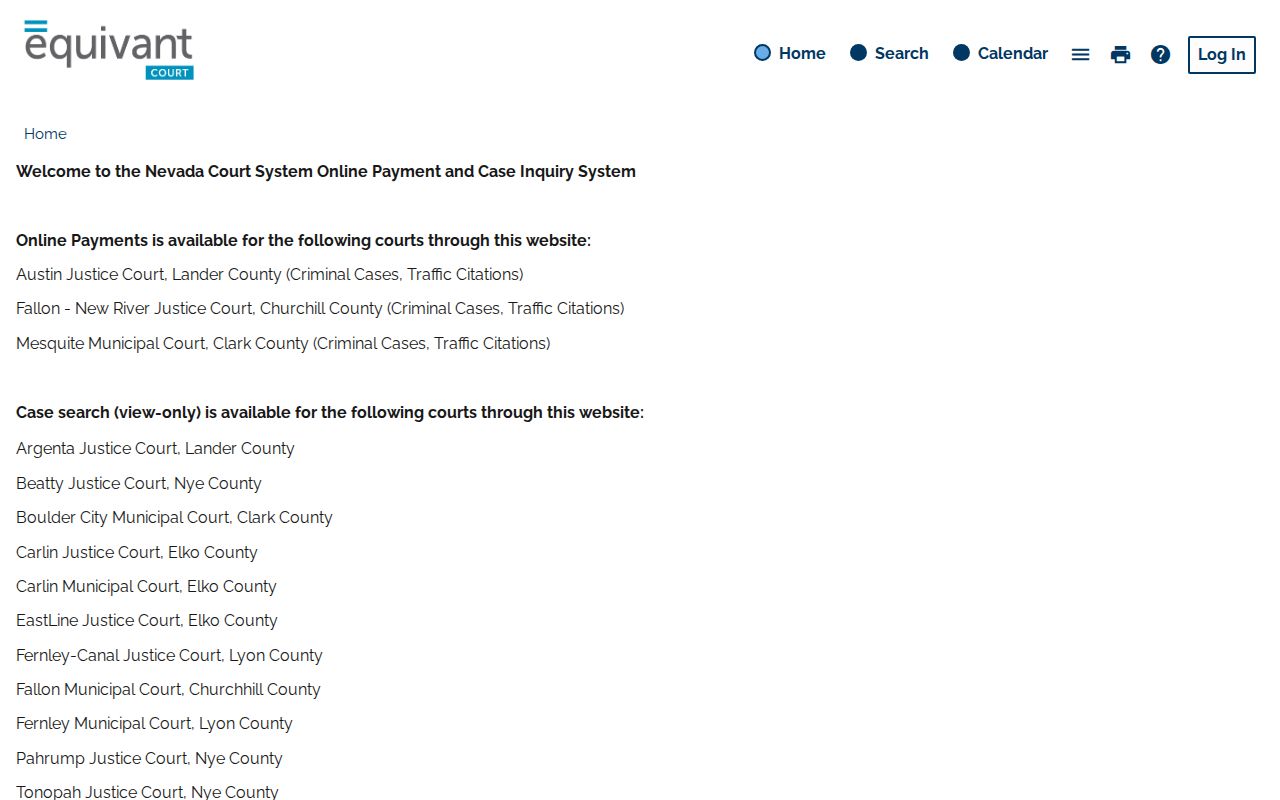 Churchill County traffic warrant records official court portal