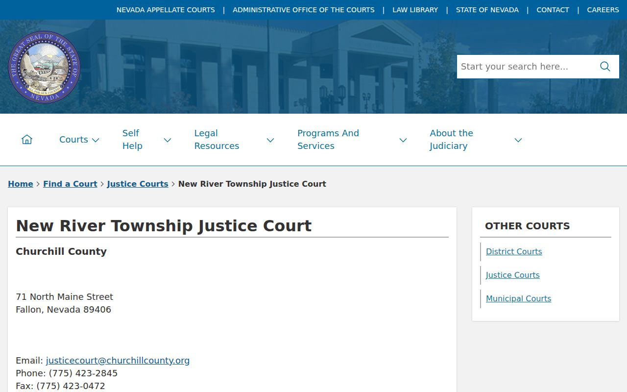 Churchill County bench warrant records at New River Justice Court