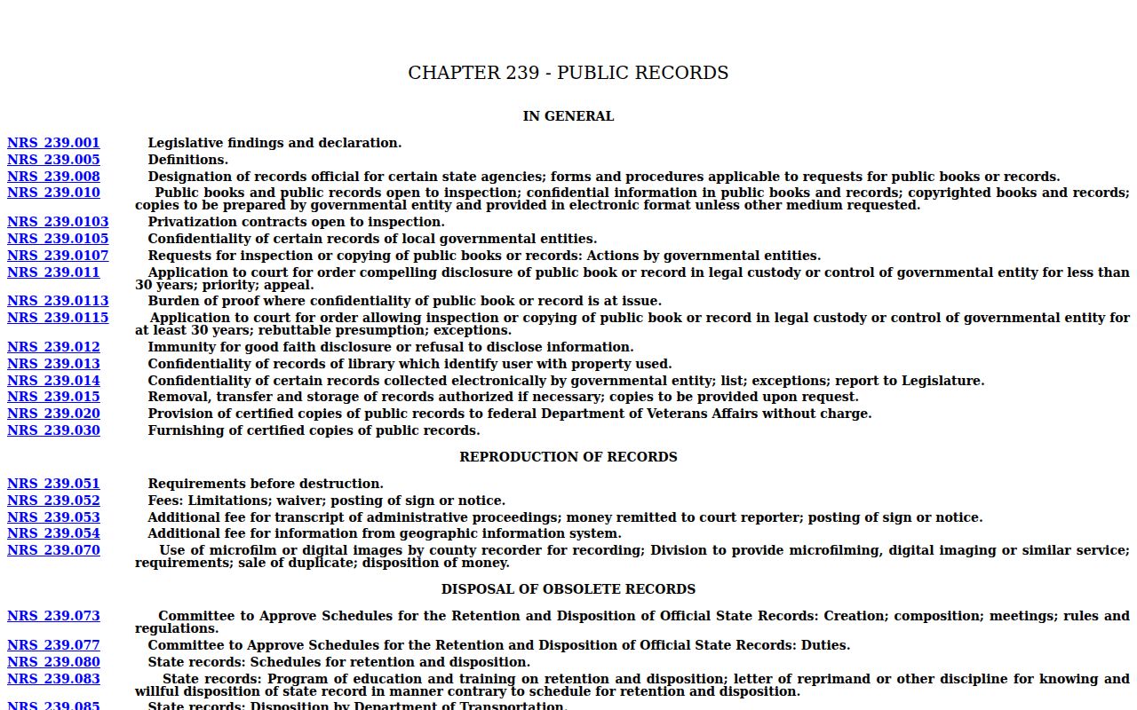 Churchill County active warrant records public access statute